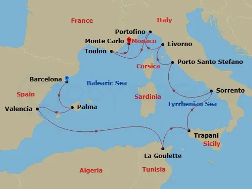 Itinerary schematic diagram
