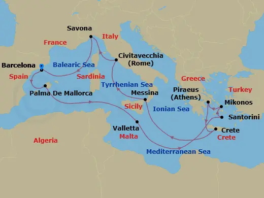 Itinerary schematic diagram