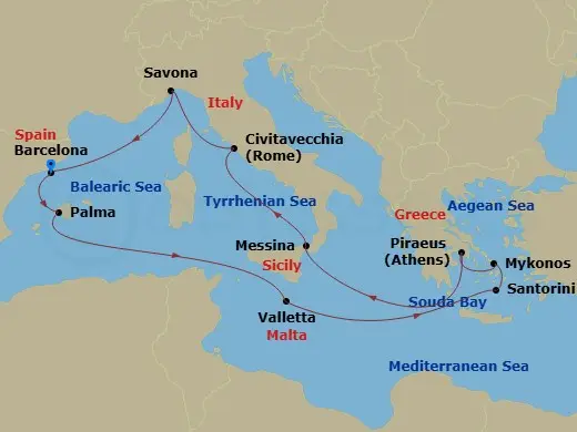 Itinerary schematic diagram