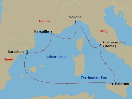 Itinerary schematic diagram