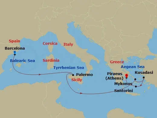 Itinerary schematic diagram