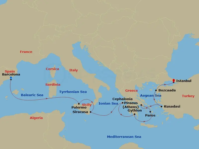 Itinerary schematic diagram