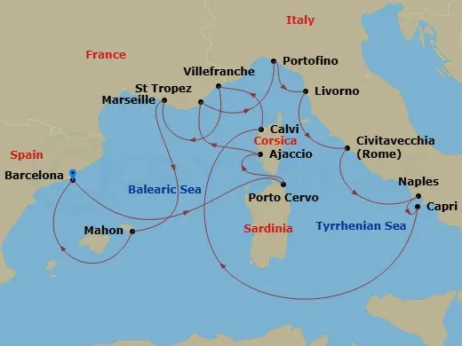 Itinerary schematic diagram