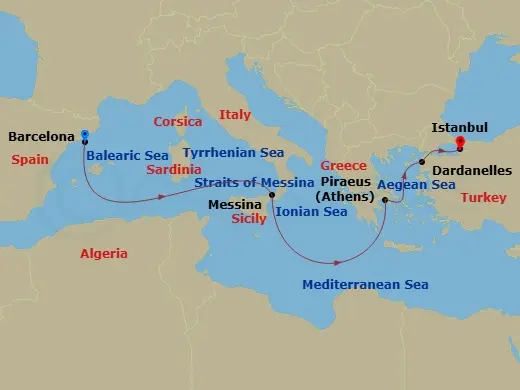 Itinerary schematic diagram