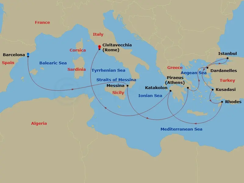 Itinerary schematic diagram