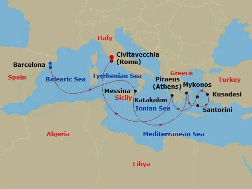 Itinerary schematic diagram