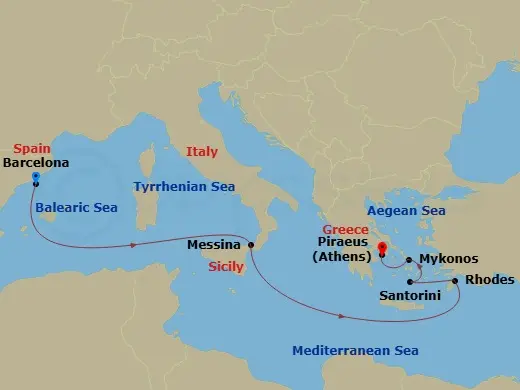 Itinerary schematic diagram