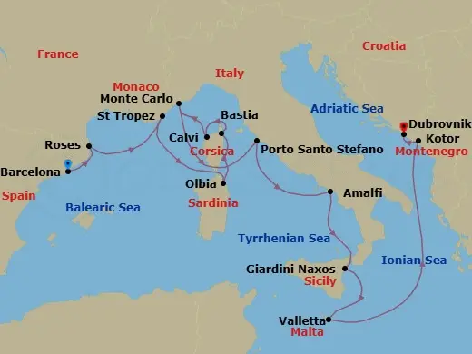 Itinerary schematic diagram