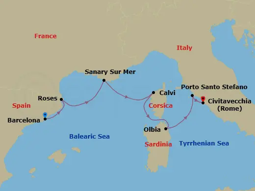 Itinerary schematic diagram