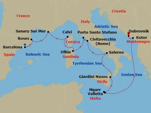 Itinerary schematic diagram