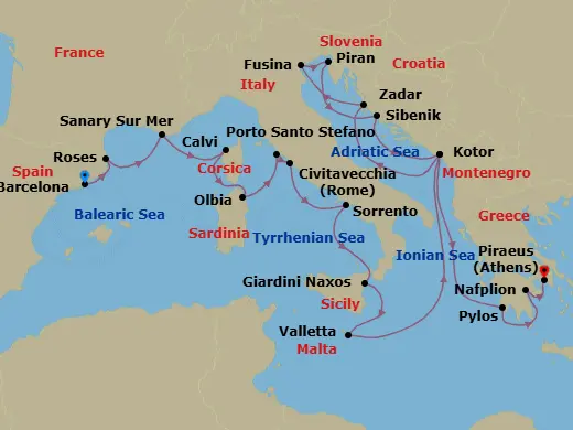 Itinerary schematic diagram