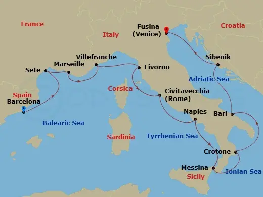 Itinerary schematic diagram