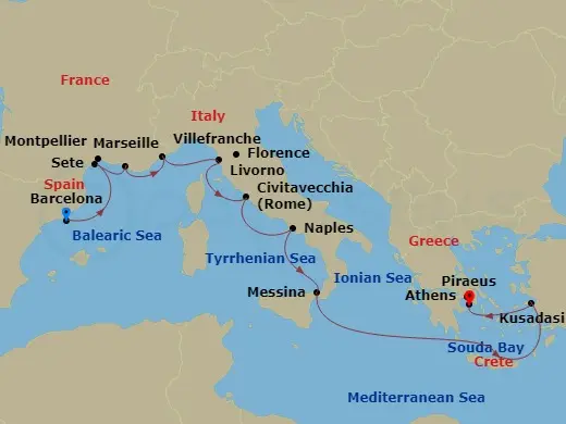 Itinerary schematic diagram