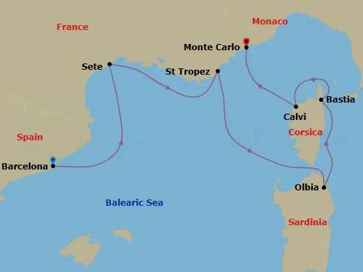 Itinerary schematic diagram