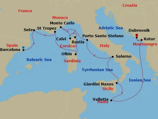 Itinerary schematic diagram