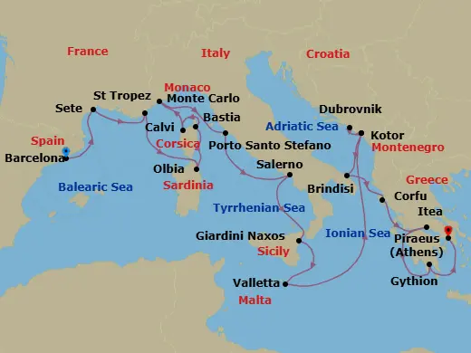 Itinerary schematic diagram