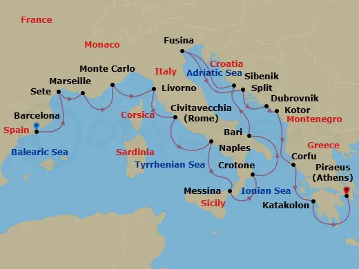 Itinerary schematic diagram
