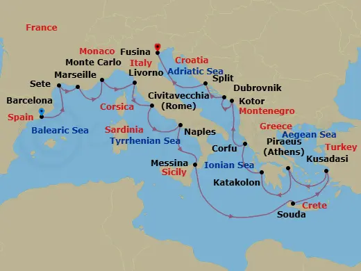 Itinerary schematic diagram