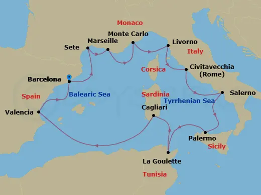 Itinerary schematic diagram