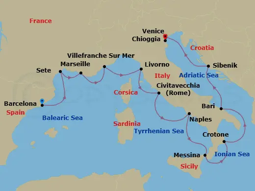 Itinerary schematic diagram