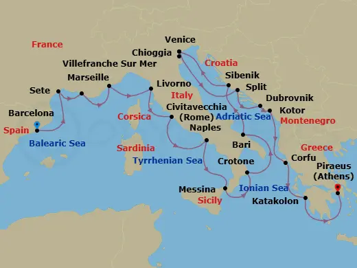 Itinerary schematic diagram