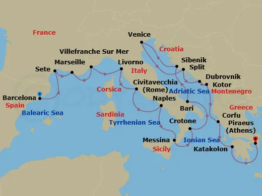 Itinerary schematic diagram
