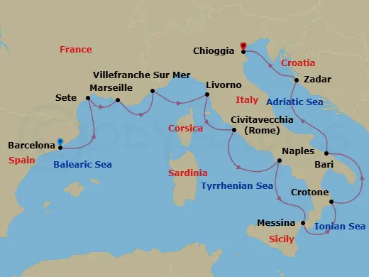 Itinerary schematic diagram