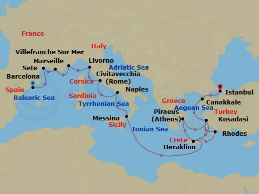 Itinerary schematic diagram