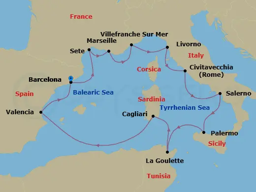 Itinerary schematic diagram