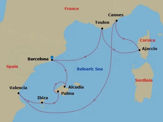 Itinerary schematic diagram
