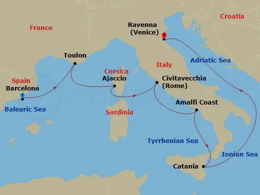 Itinerary schematic diagram
