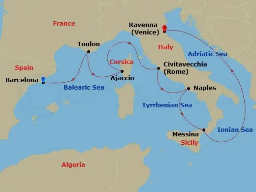 Itinerary schematic diagram
