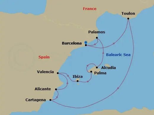 Itinerary schematic diagram