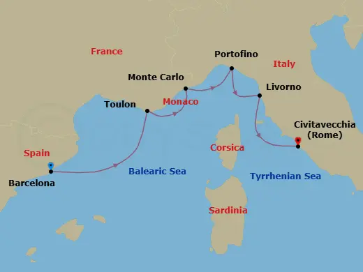 Itinerary schematic diagram