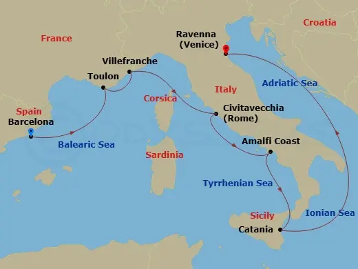 Itinerary schematic diagram
