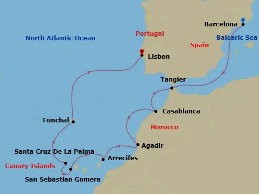 Itinerary schematic diagram