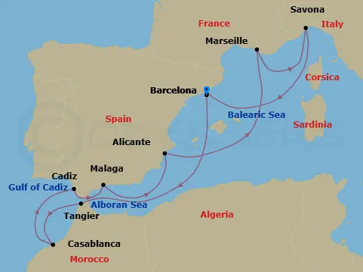 Itinerary schematic diagram