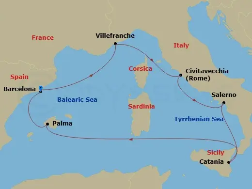 Itinerary schematic diagram