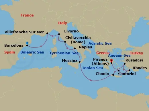 Itinerary schematic diagram