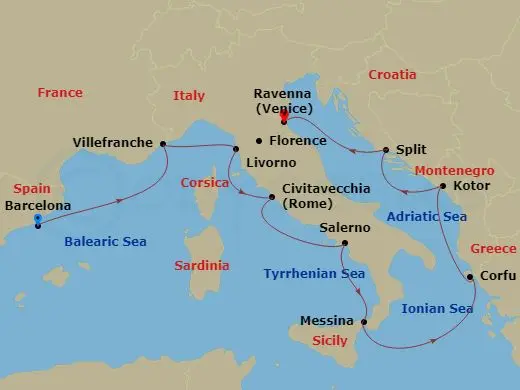 Itinerary schematic diagram