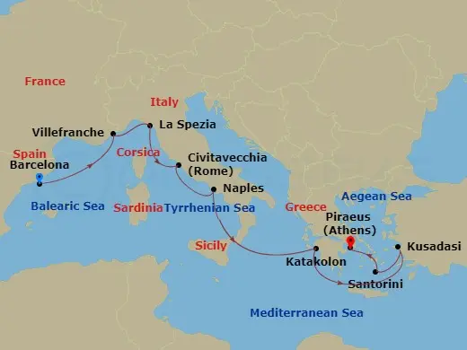 Itinerary schematic diagram