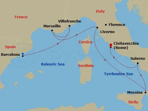 Itinerary schematic diagram