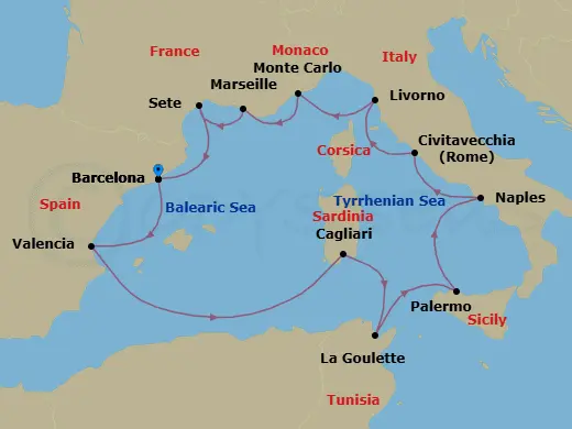 Itinerary schematic diagram