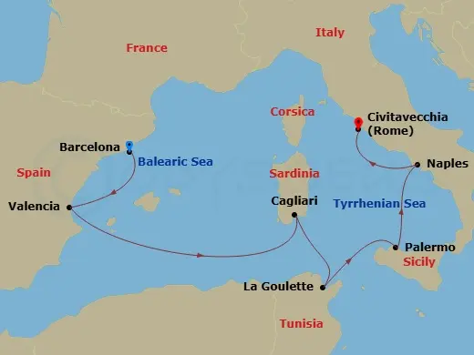 Itinerary schematic diagram