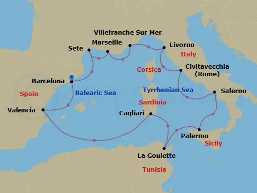 Itinerary schematic diagram