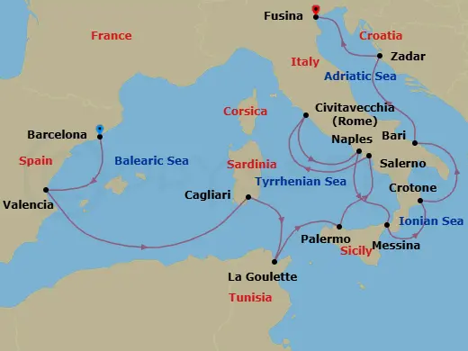 Itinerary schematic diagram
