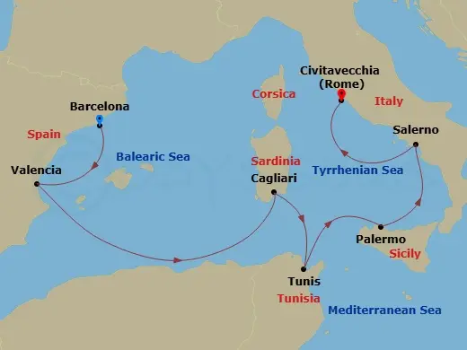 Itinerary schematic diagram