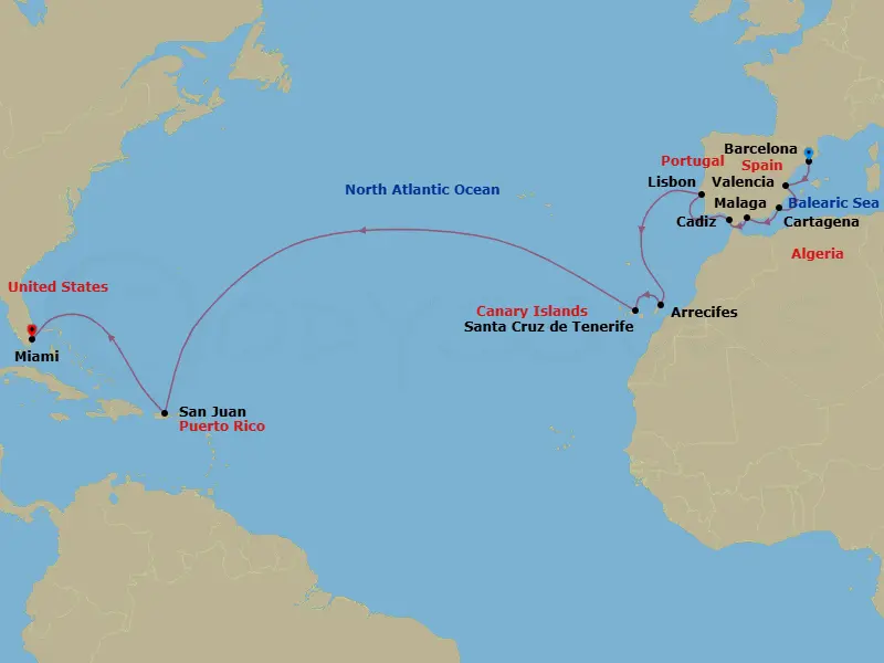 Itinerary schematic diagram
