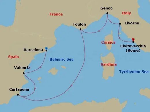 Itinerary schematic diagram