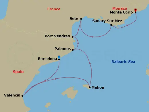 Itinerary schematic diagram